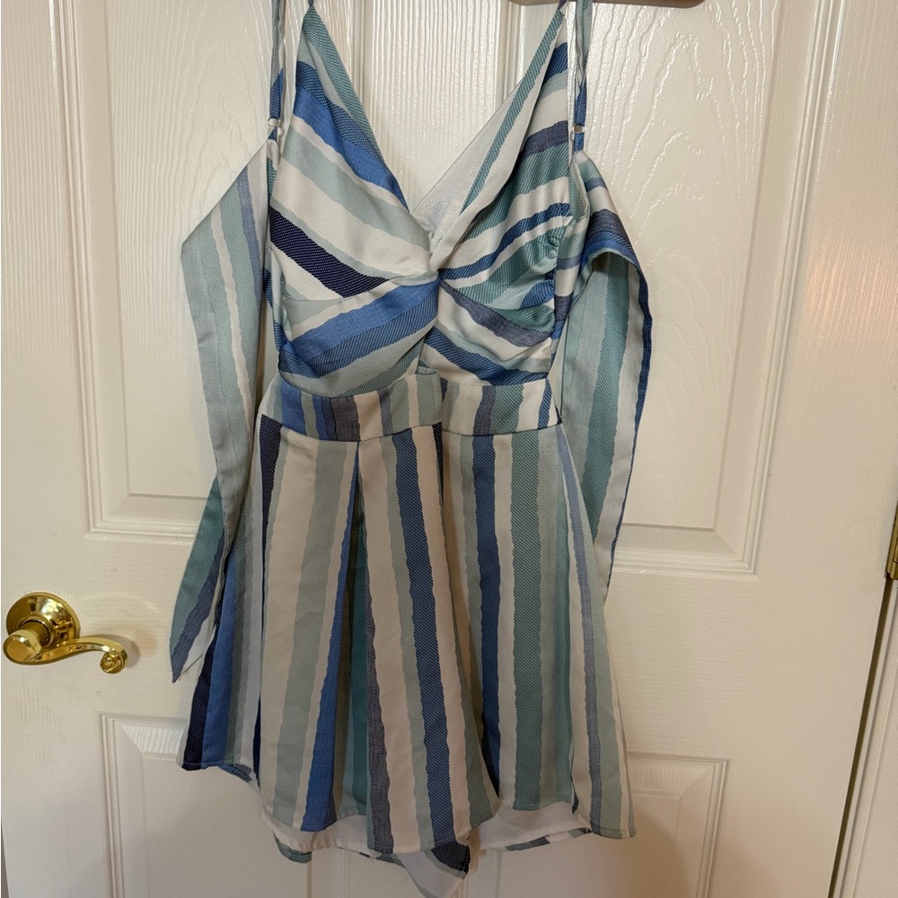 Striped Blue and White Romper